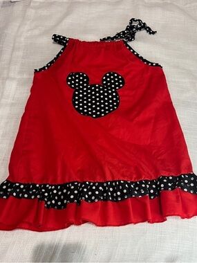 HANDMADE RED BLACK AND WHITE POLKA DOT MICKEY MOUSE SUN DRESS